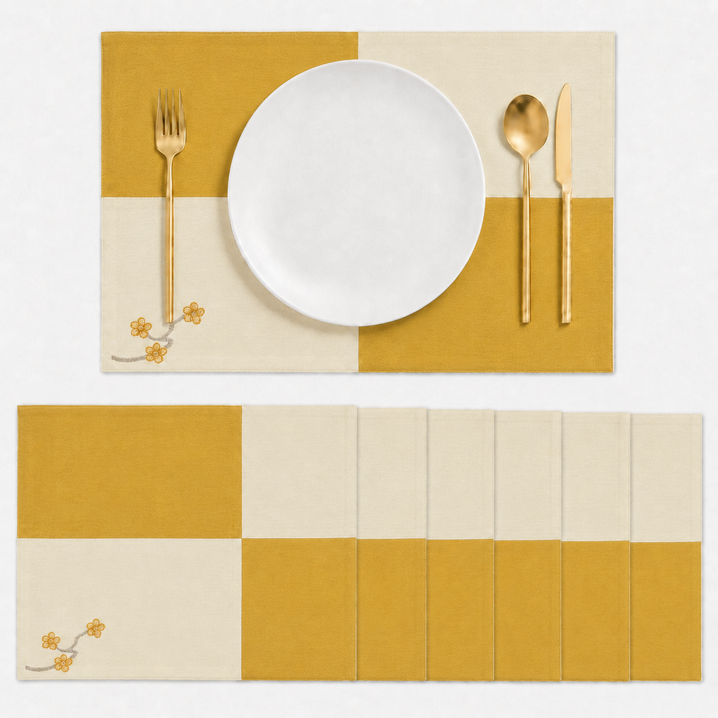 Mantel Individual Japan Amarillo | Set de 4 y 6 Piezas – XUMA DECO