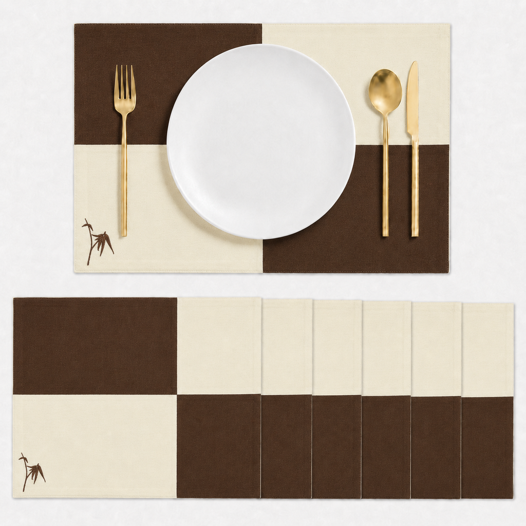 Mantel Individual Palmas Café | Set de 4 y 6 Piezas – XUMA DECO