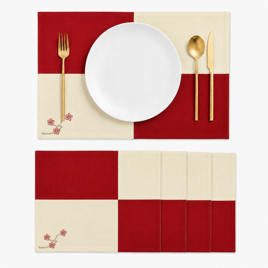 Mantel Individual Japan Rojo | Set de 4 y 6 Piezas – XUMA DECO