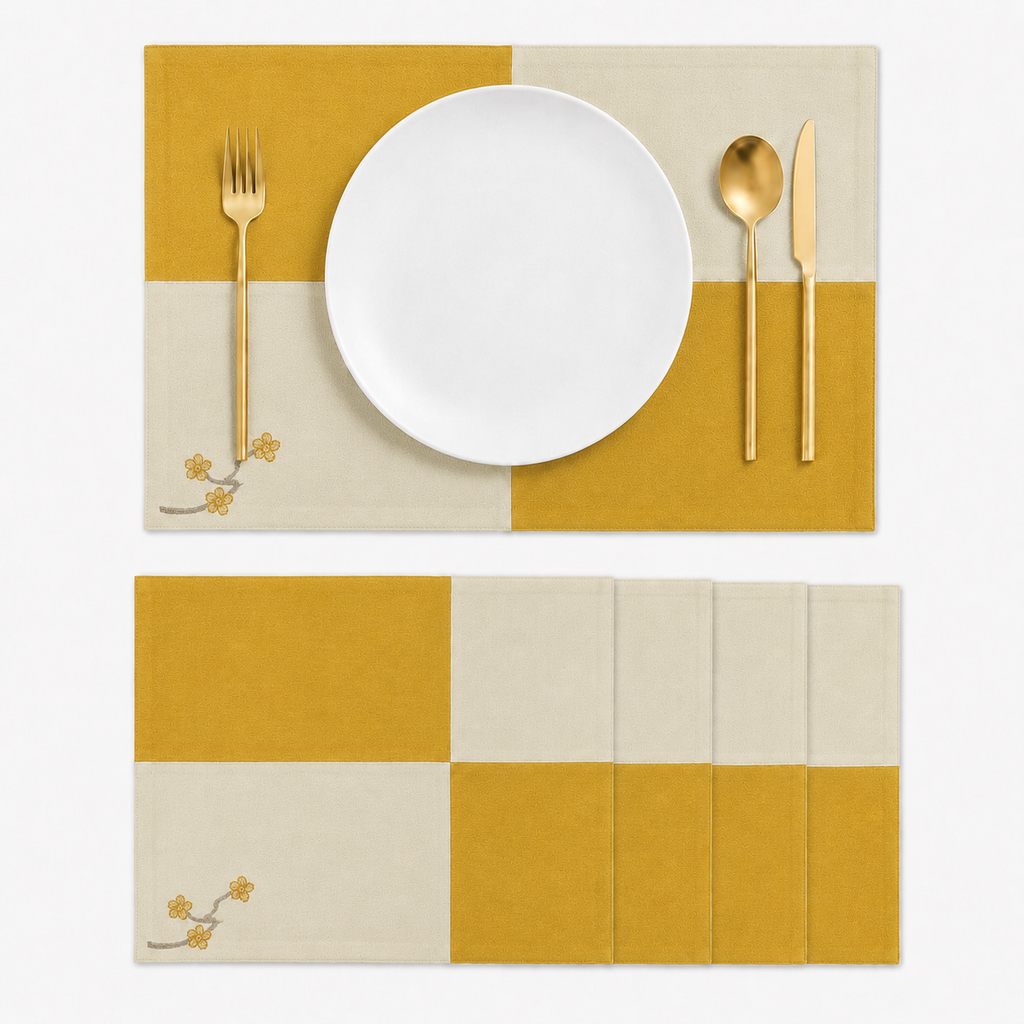 Mantel Individual Japan Amarillo | Set de 4 y 6 Piezas – XUMA DECO