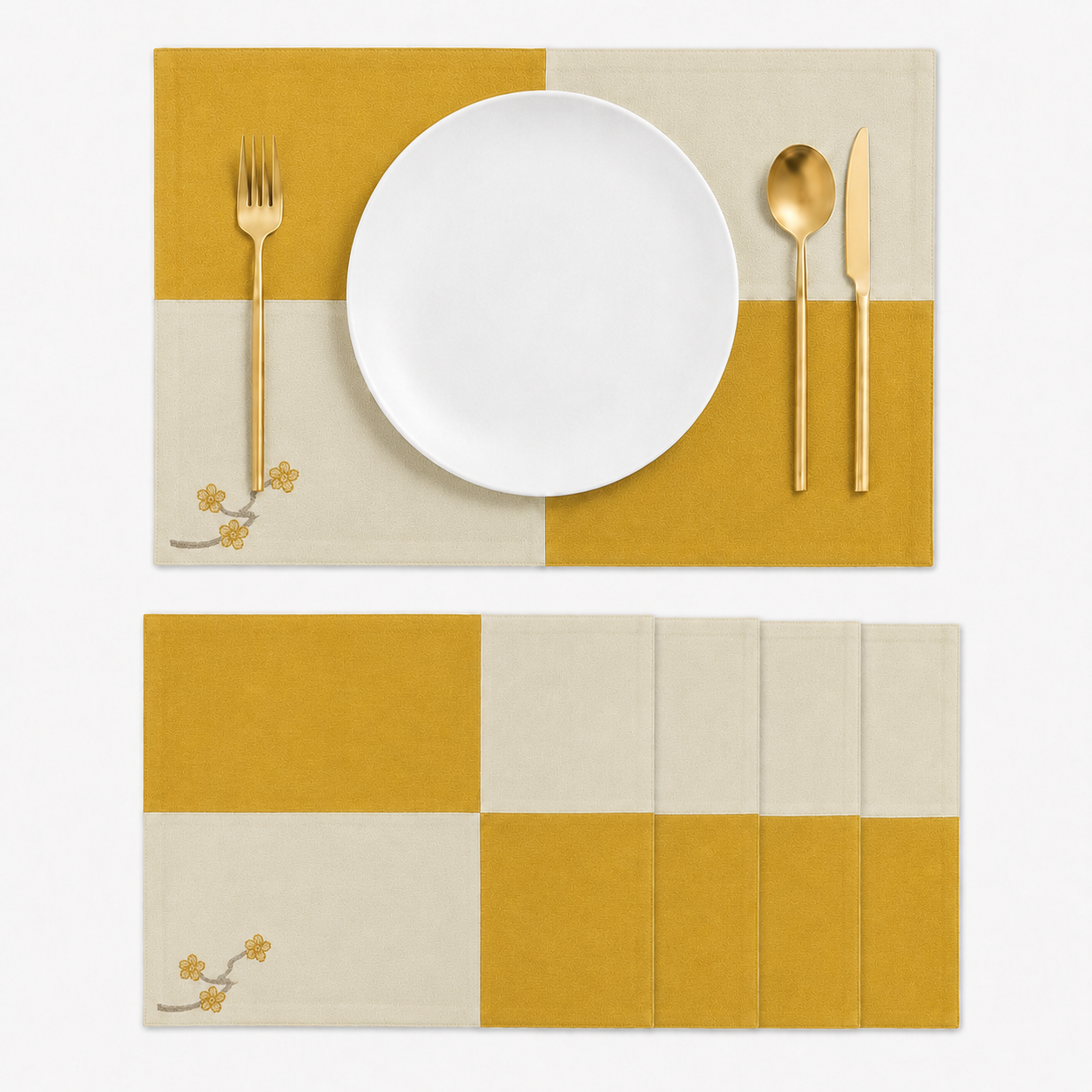 Mantel Individual Japan Amarillo | Set de 4 y 6 Piezas – XUMA DECO