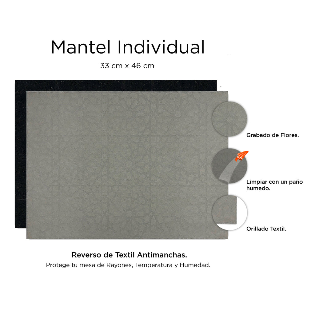 Mantel Individual Morocco Gris | Set de 4 y 6 Piezas – XUMA DECO