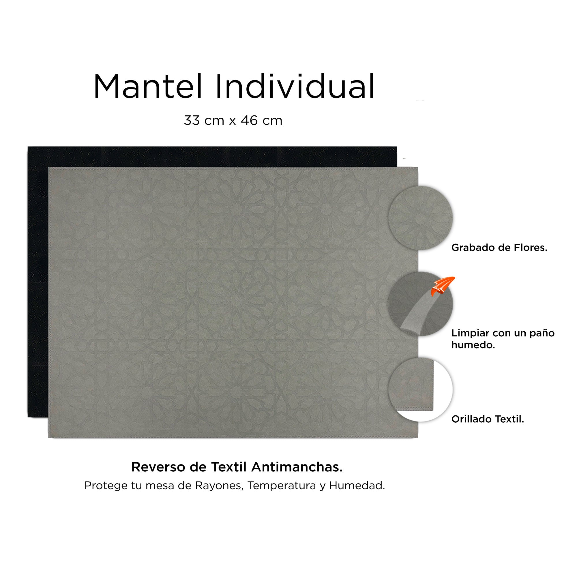 Mantel Individual Morocco Gris | Set de 4 y 6 Piezas – XUMA DECO