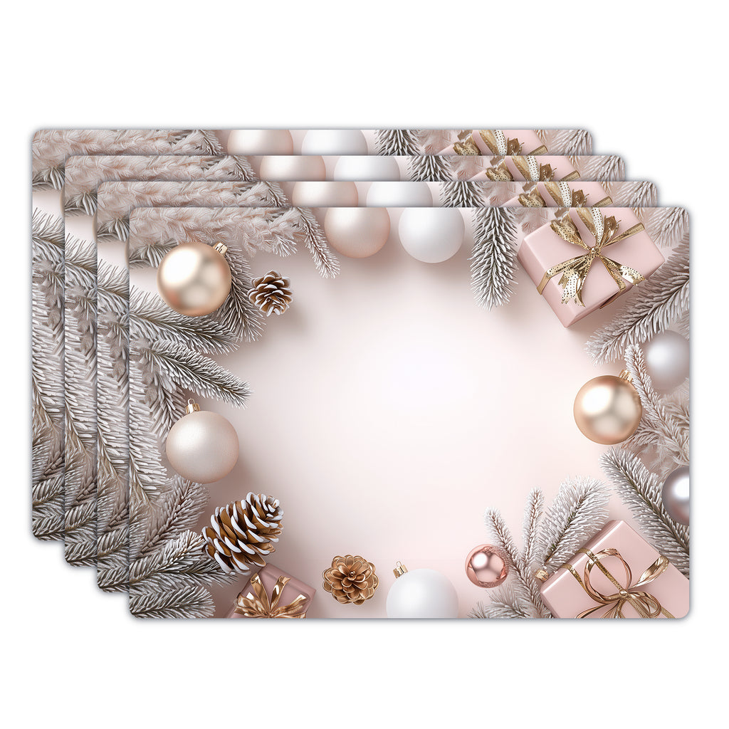 Set de 4 Manteles Individuales Navideños Dream of Garland – Fácil Limpieza | XUMA DECO