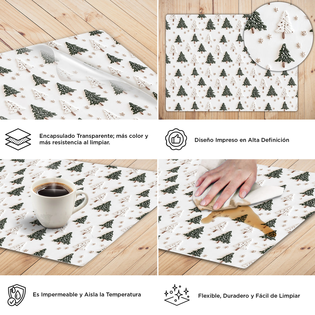 Set de 4 Manteles Individuales Navideños Winter Charm – Fácil Limpieza | XUMA DECO
