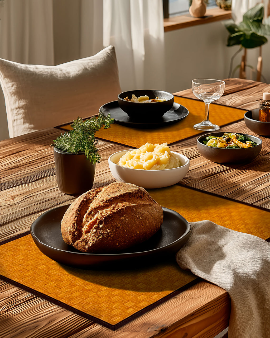 Mantel Individual Toledo Miel en comedor XUMA DECO