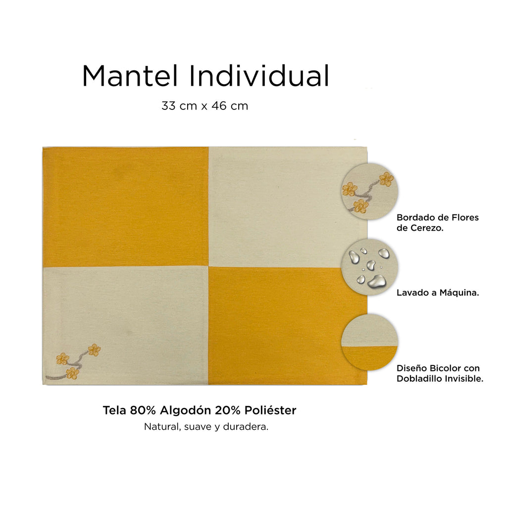Detalles del mantel individual Japan Amarillo de XUMA DECO