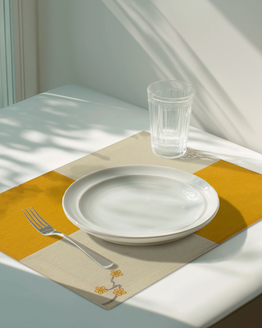 Mantel individual Japan Amarillo de XUMA DECO con plato y vaso