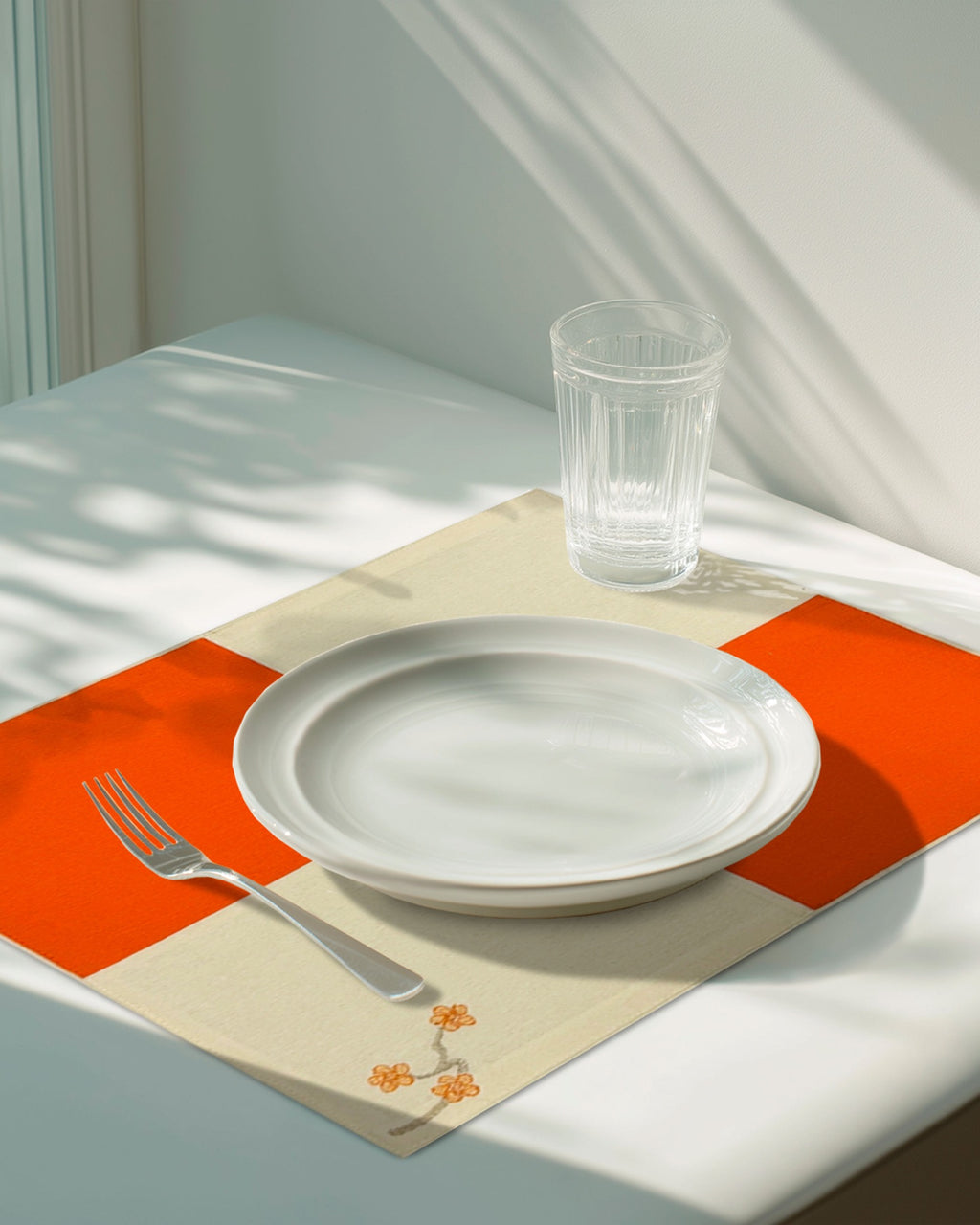 Mantel individual Japan Naranja de XUMA DECO con plato y vaso