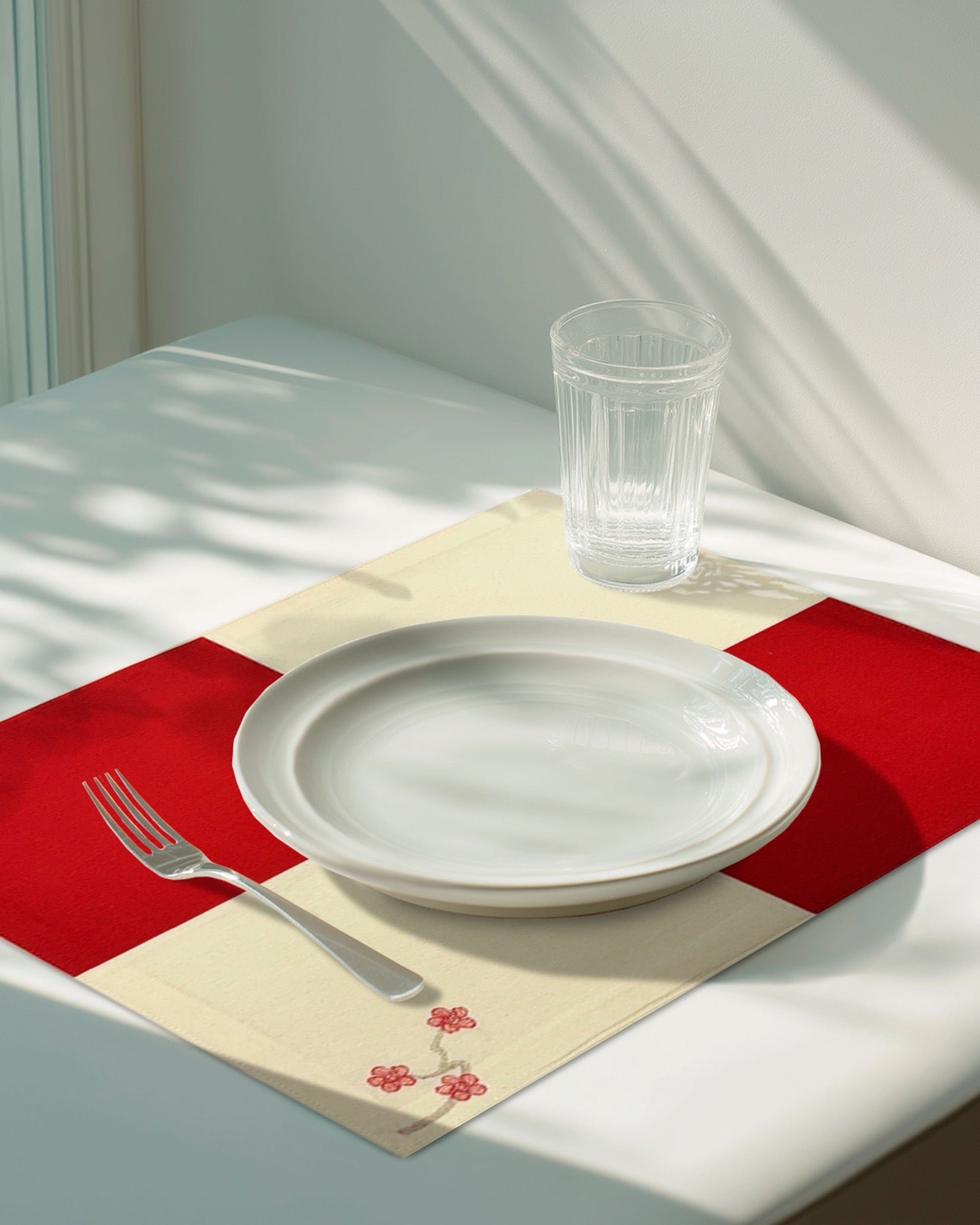 Mantel individual Japan Rojo de XUMA DECO con plato y vaso