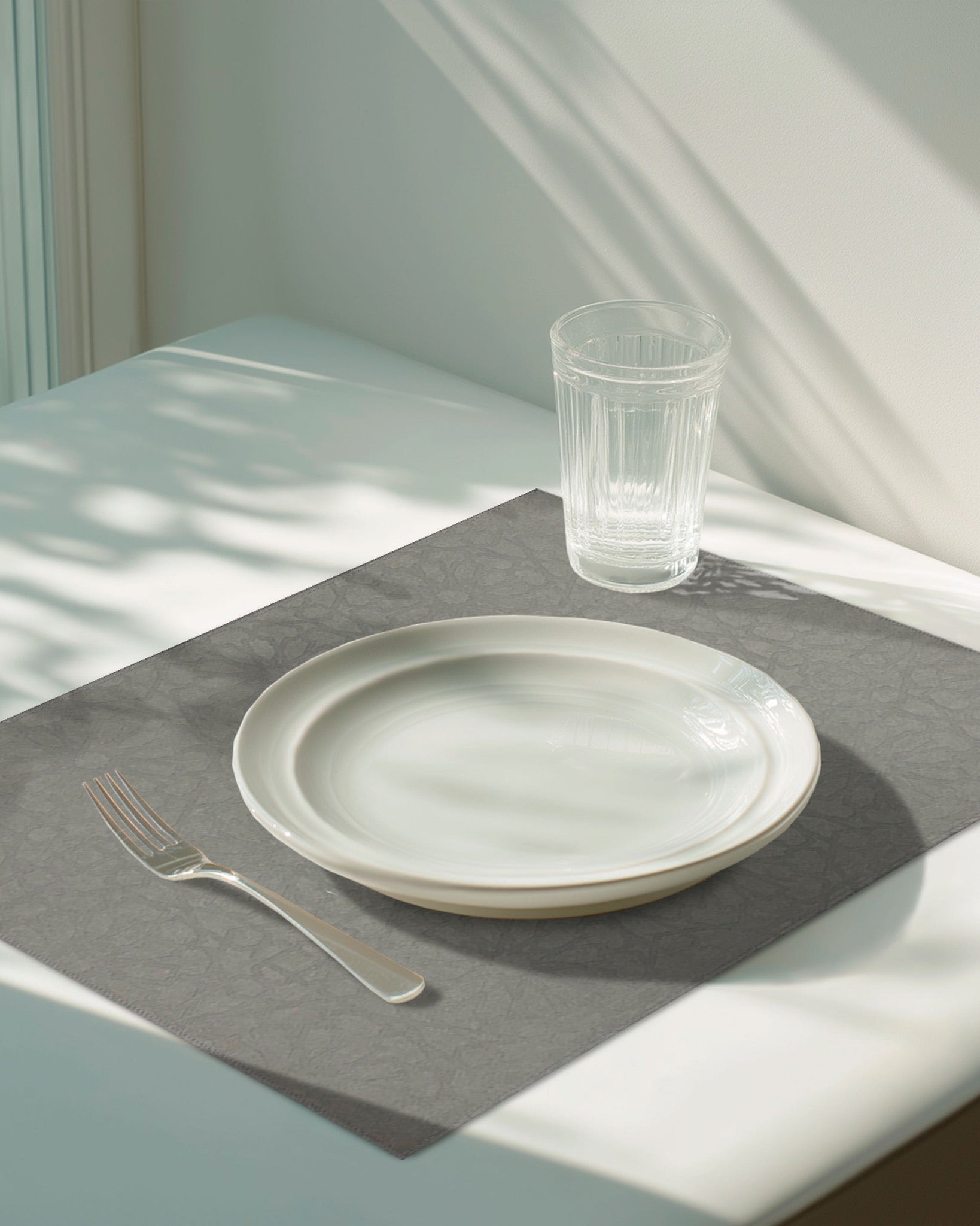 Mantel individual Morocco Gris de XUMA DECO con taza y plato