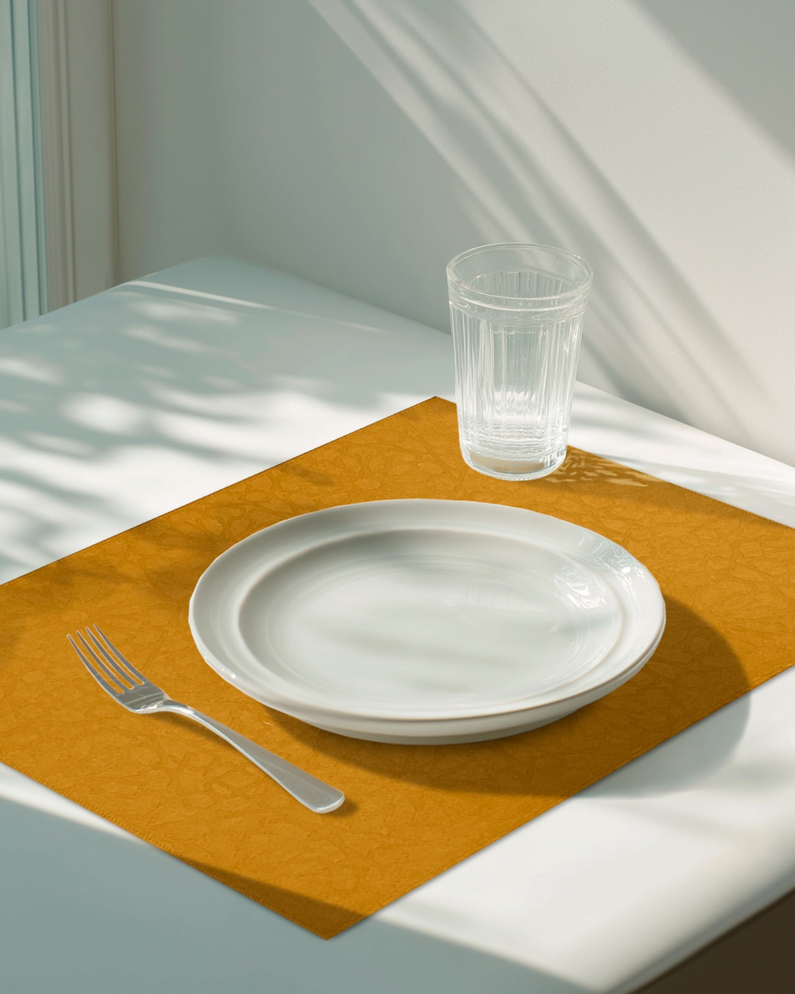 Mantel individual Morocco Mostaza de XUMA DECO con plato y vaso