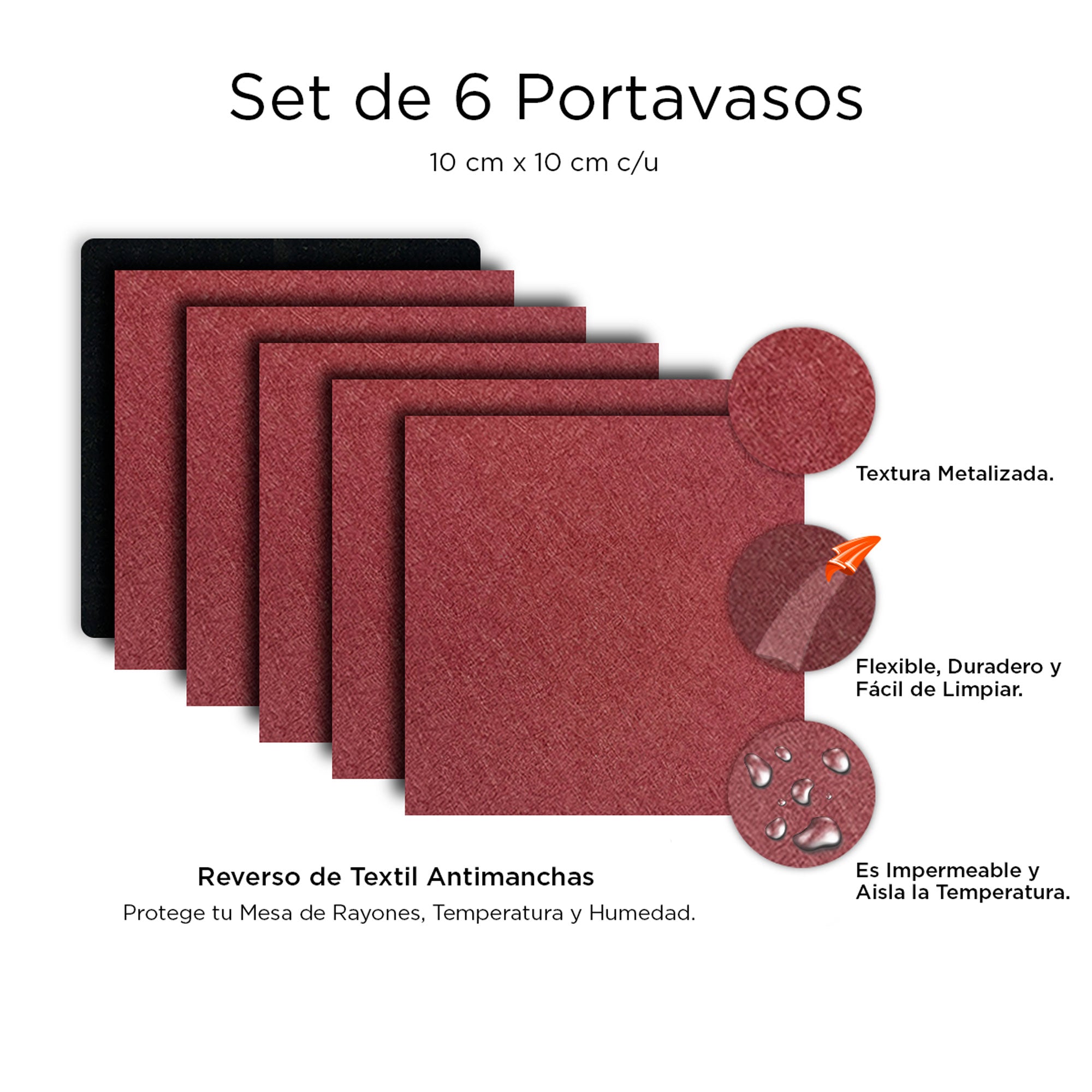 Set de 6 Portavasos Acero Vino XUMA DECO con detalles