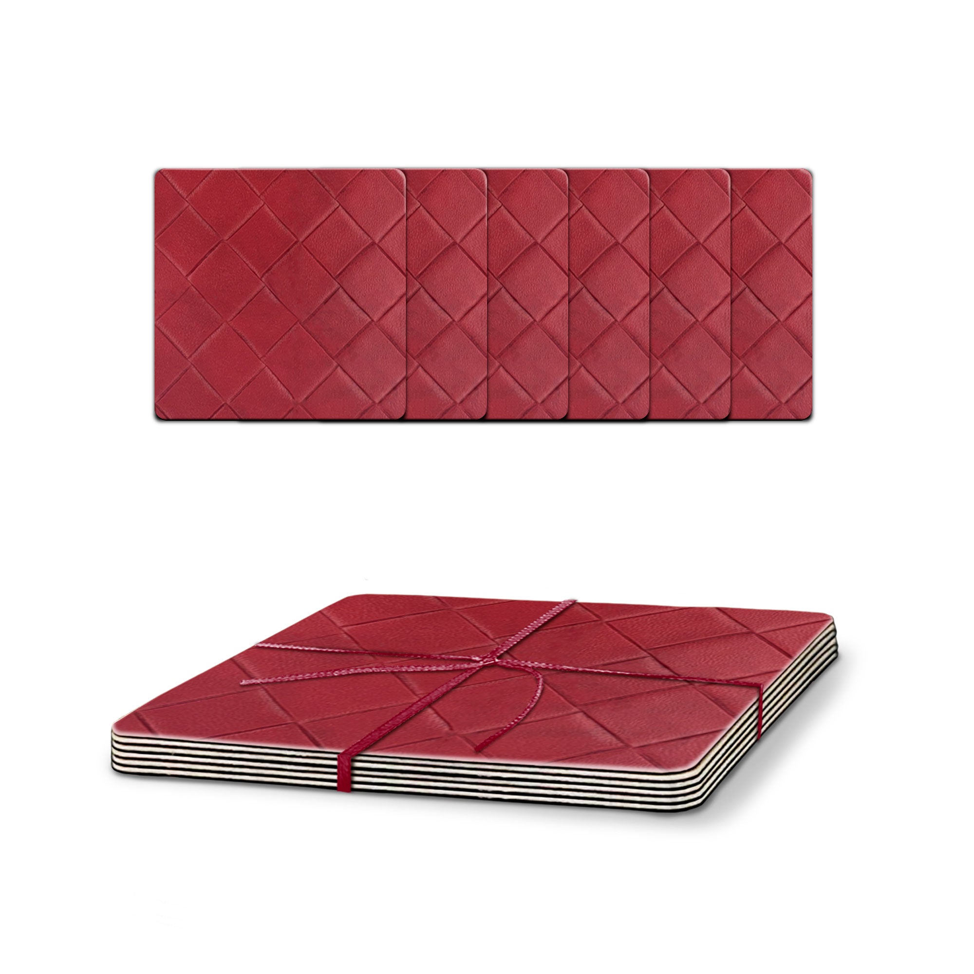 Set de 6 Portavasos Rombos Rojo XUMA DECO